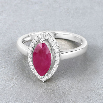 1.52 Carat Genuine Ruby and White Diamond 10K White Gold Ring Bids.com