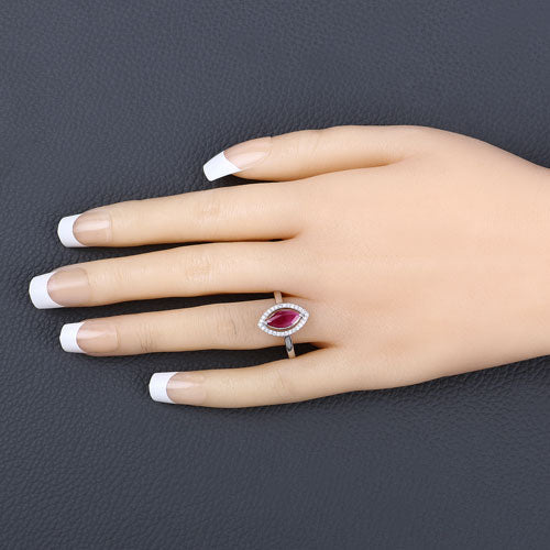 1.52 Carat Genuine Ruby and White Diamond 10K White Gold Ring Bids.com