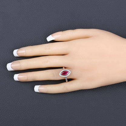 1.52 Carat Genuine Ruby and White Diamond 10K White Gold Ring Bids.com