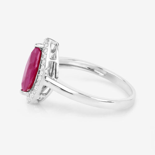 1.52 Carat Genuine Ruby and White Diamond 10K White Gold Ring Bids.com