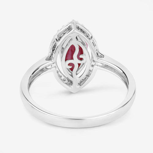 1.52 Carat Genuine Ruby and White Diamond 10K White Gold Ring Bids.com