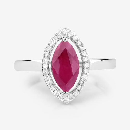 1.52 Carat Genuine Ruby and White Diamond 10K White Gold Ring Bids.com