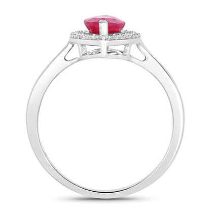 1.52 Carat Genuine Ruby and White Diamond 10K White Gold Ring Bids.com