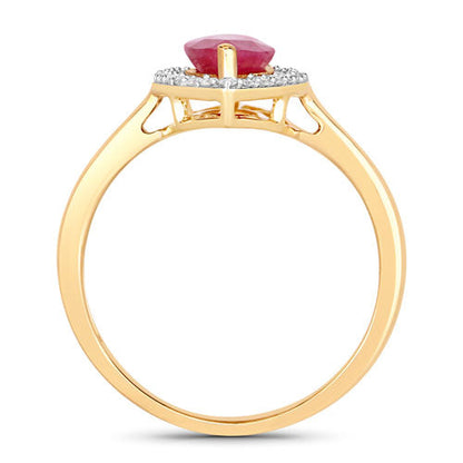 1.52 Carat Genuine Ruby and White Diamond 10K Yellow Gold Ring Bids.com