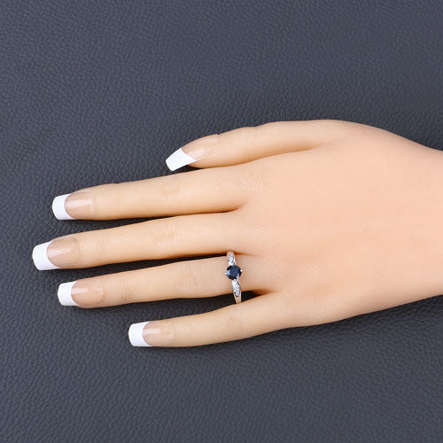 0.89 Carat Genuine Blue Sapphire and White Diamond 10K White Gold Ring Bids.com