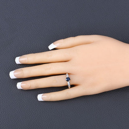 0.89 Carat Genuine Blue Sapphire and White Diamond 10K White Gold Ring Bids.com