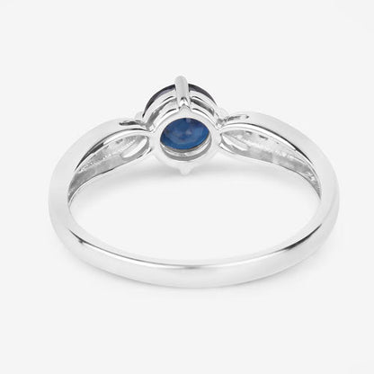 0.89 Carat Genuine Blue Sapphire and White Diamond 10K White Gold Ring Bids.com