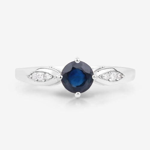 0.89 Carat Genuine Blue Sapphire and White Diamond 10K White Gold Ring Bids.com