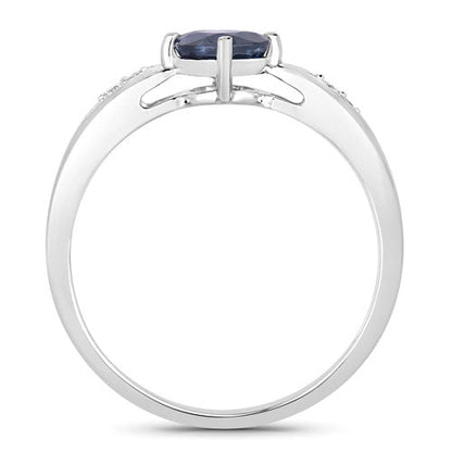 0.89 Carat Genuine Blue Sapphire and White Diamond 10K White Gold Ring Bids.com