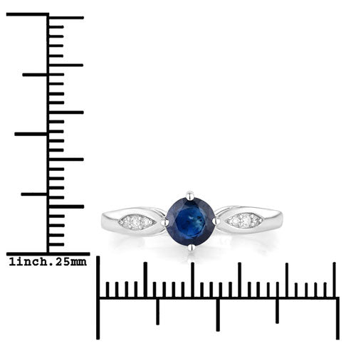 0.89 Carat Genuine Blue Sapphire and White Diamond 10K White Gold Ring Bids.com