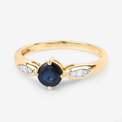 0.89 Carat Genuine Blue Sapphire and White Diamond 10K Yellow Gold Ring Bids.com