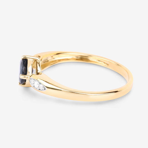 0.89 Carat Genuine Blue Sapphire and White Diamond 10K Yellow Gold Ring Bids.com