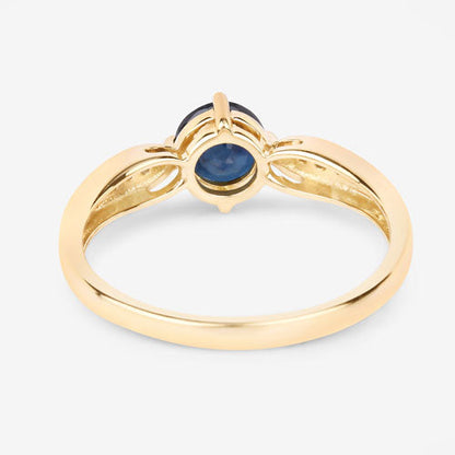 0.89 Carat Genuine Blue Sapphire and White Diamond 10K Yellow Gold Ring Bids.com