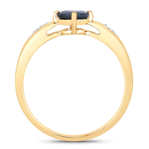 0.89 Carat Genuine Blue Sapphire and White Diamond 10K Yellow Gold Ring Bids.com