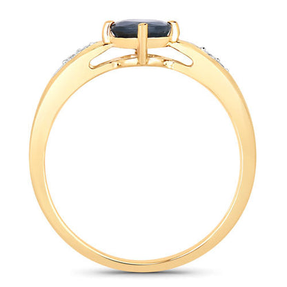 0.89 Carat Genuine Blue Sapphire and White Diamond 10K Yellow Gold Ring Bids.com
