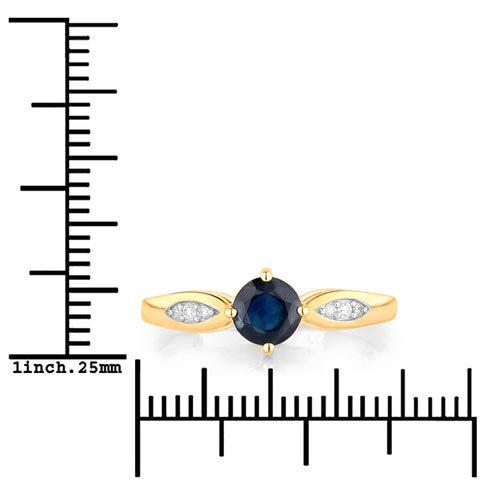 0.89 Carat Genuine Blue Sapphire and White Diamond 10K Yellow Gold Ring Bids.com