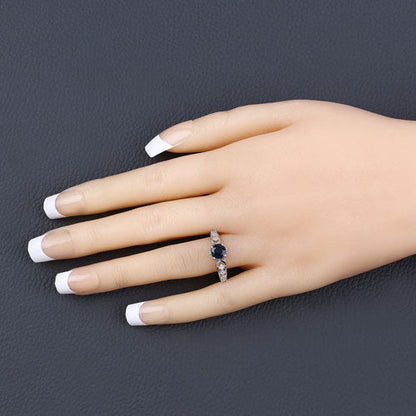 1.13 Carat Genuine Blue Sapphire and White Diamond 10K White Gold Ring Bids.com