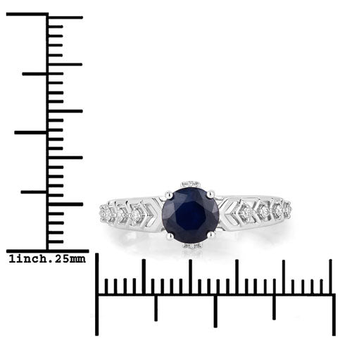1.13 Carat Genuine Blue Sapphire and White Diamond 10K White Gold Ring Bids.com