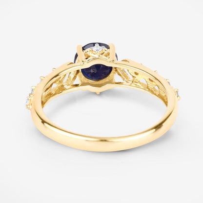 1.13 Carat Genuine Blue Sapphire and White Diamond 10K Yellow Gold Ring Bids.com
