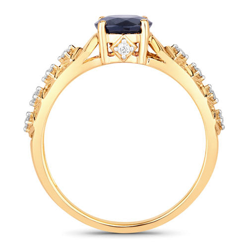1.13 Carat Genuine Blue Sapphire and White Diamond 10K Yellow Gold Ring Bids.com