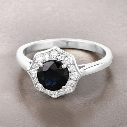 1.34 Carat Genuine Blue Sapphire and White Diamond 10K White Gold Ring Bids.com