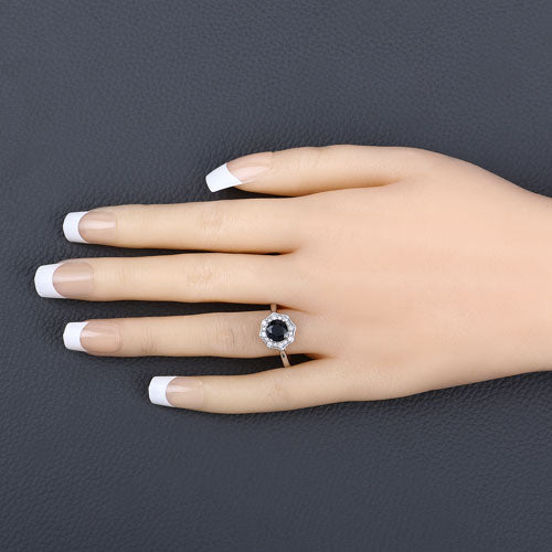1.34 Carat Genuine Blue Sapphire and White Diamond 10K White Gold Ring Bids.com