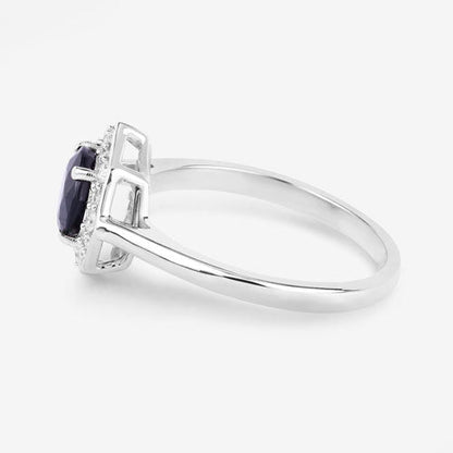 1.34 Carat Genuine Blue Sapphire and White Diamond 10K White Gold Ring Bids.com