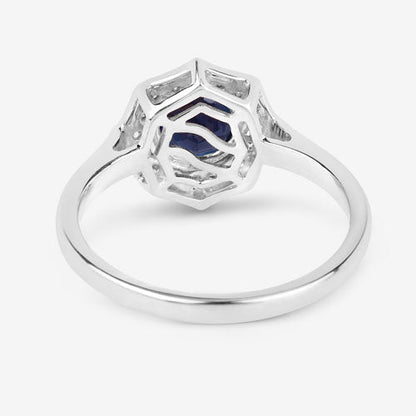 1.34 Carat Genuine Blue Sapphire and White Diamond 10K White Gold Ring Bids.com