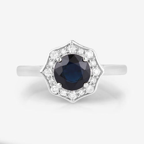1.34 Carat Genuine Blue Sapphire and White Diamond 10K White Gold Ring Bids.com