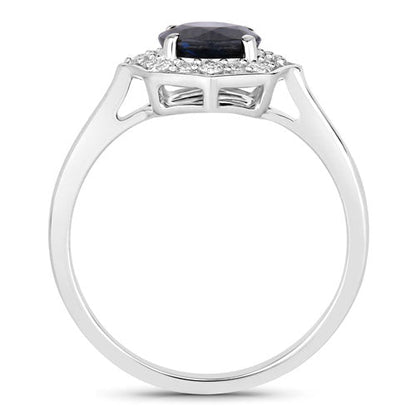1.34 Carat Genuine Blue Sapphire and White Diamond 10K White Gold Ring Bids.com
