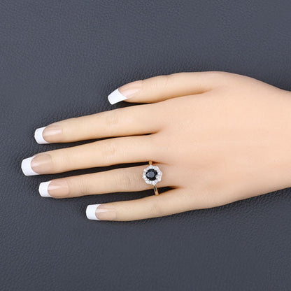 1.34 Carat Genuine Blue Sapphire and White Diamond 10K Yellow Gold Ring Bids.com