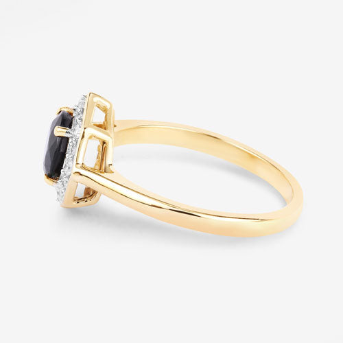 1.34 Carat Genuine Blue Sapphire and White Diamond 10K Yellow Gold Ring Bids.com