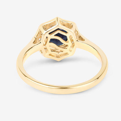 1.34 Carat Genuine Blue Sapphire and White Diamond 10K Yellow Gold Ring Bids.com