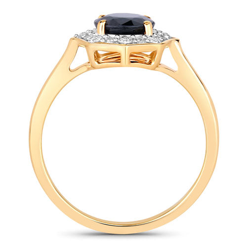 1.34 Carat Genuine Blue Sapphire and White Diamond 10K Yellow Gold Ring Bids.com
