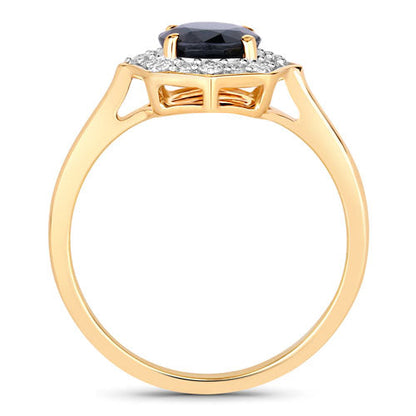 1.34 Carat Genuine Blue Sapphire and White Diamond 10K Yellow Gold Ring Bids.com