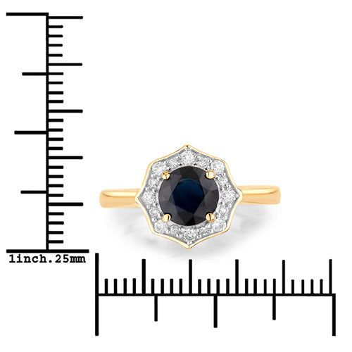 1.34 Carat Genuine Blue Sapphire and White Diamond 10K Yellow Gold Ring Bids.com
