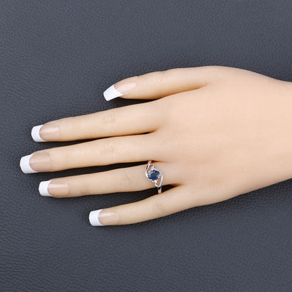 0.98 Carat Genuine Blue Sapphire and White Diamond 10K White Gold Ring Bids.com