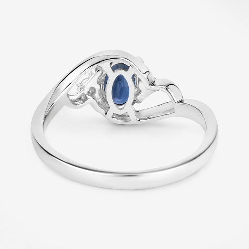 0.98 Carat Genuine Blue Sapphire and White Diamond 10K White Gold Ring Bids.com