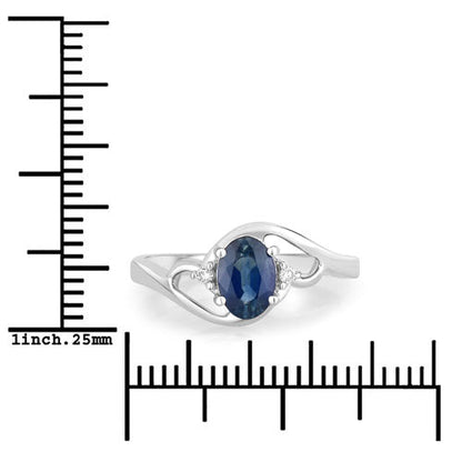 0.98 Carat Genuine Blue Sapphire and White Diamond 10K White Gold Ring Bids.com