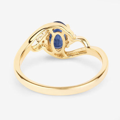 0.98 Carat Genuine Blue Sapphire and White Diamond 10K Yellow Gold Ring Bids.com