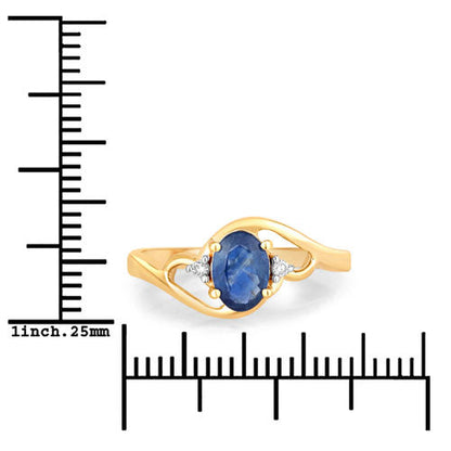 0.98 Carat Genuine Blue Sapphire and White Diamond 10K Yellow Gold Ring Bids.com
