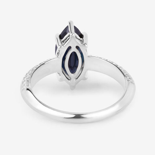 2.39 Carat Genuine Blue Sapphire and White Diamond 10K White Gold Ring Bids.com
