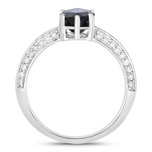 2.39 Carat Genuine Blue Sapphire and White Diamond 10K White Gold Ring Bids.com