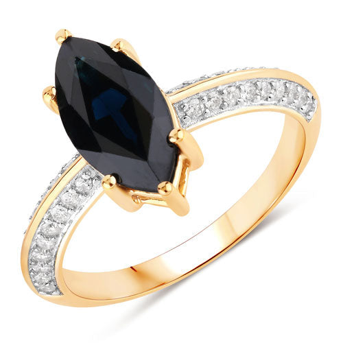 2.39 Carat Genuine Blue Sapphire and White Diamond 10K Yellow Gold Ring Bids.com