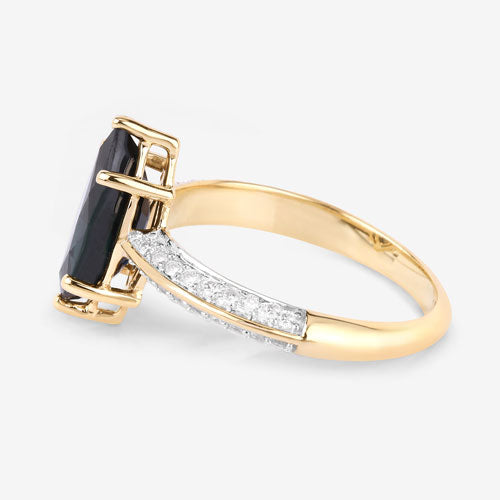 2.39 Carat Genuine Blue Sapphire and White Diamond 10K Yellow Gold Ring Bids.com