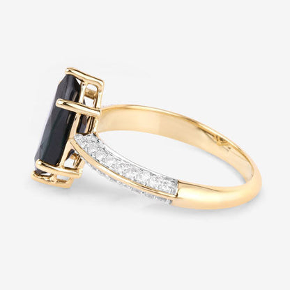 2.39 Carat Genuine Blue Sapphire and White Diamond 10K Yellow Gold Ring Bids.com