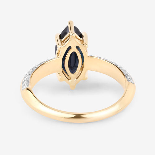 2.39 Carat Genuine Blue Sapphire and White Diamond 10K Yellow Gold Ring Bids.com