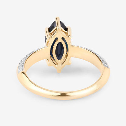 2.39 Carat Genuine Blue Sapphire and White Diamond 10K Yellow Gold Ring Bids.com