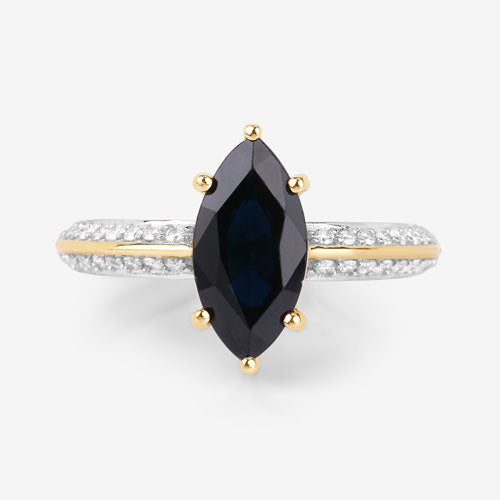 2.39 Carat Genuine Blue Sapphire and White Diamond 10K Yellow Gold Ring Bids.com