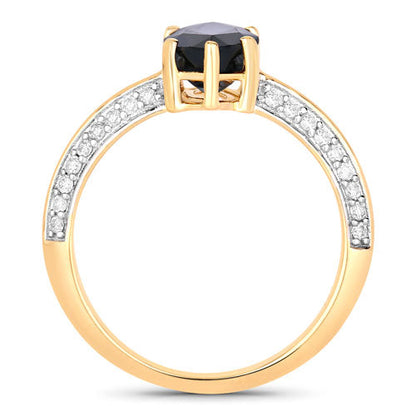 2.39 Carat Genuine Blue Sapphire and White Diamond 10K Yellow Gold Ring Bids.com